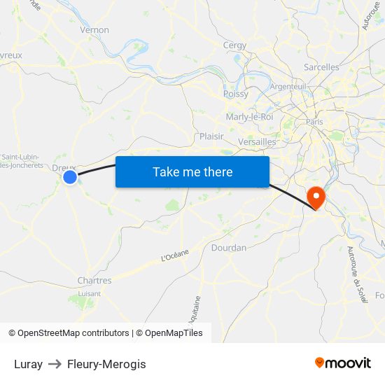 Luray to Fleury-Merogis map