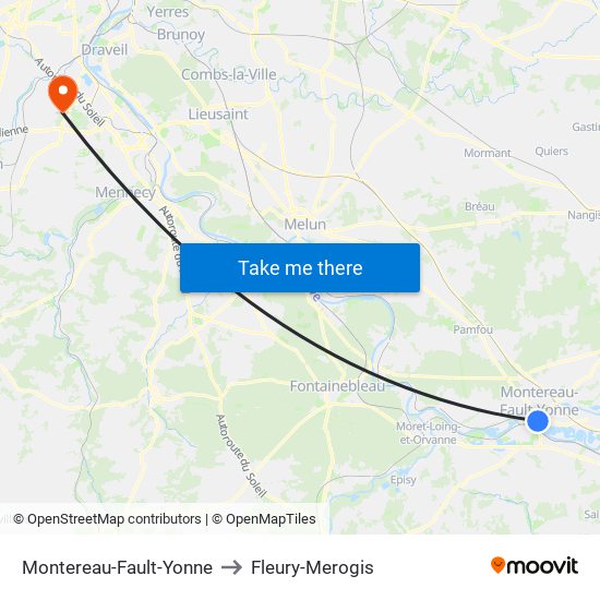 Montereau-Fault-Yonne to Fleury-Merogis map
