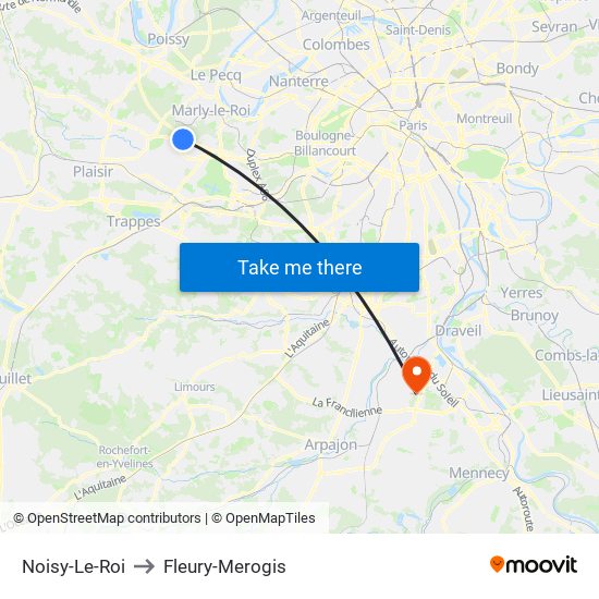 Noisy-Le-Roi to Fleury-Merogis map
