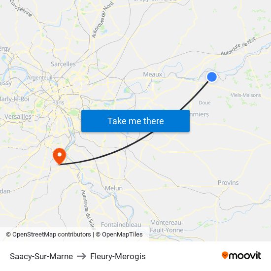 Saacy-Sur-Marne to Fleury-Merogis map