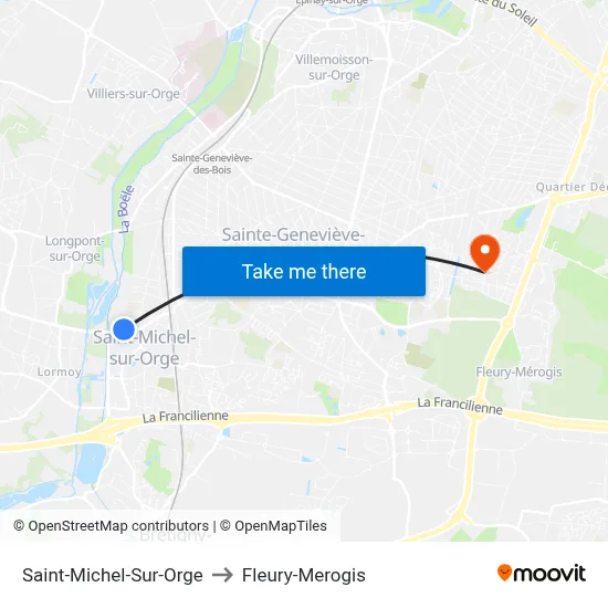 Saint-Michel-Sur-Orge to Fleury-Merogis map