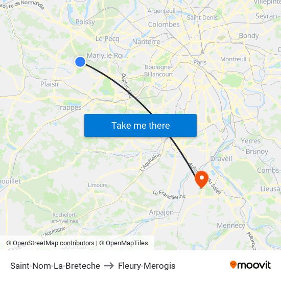 Saint-Nom-La-Breteche to Fleury-Merogis map