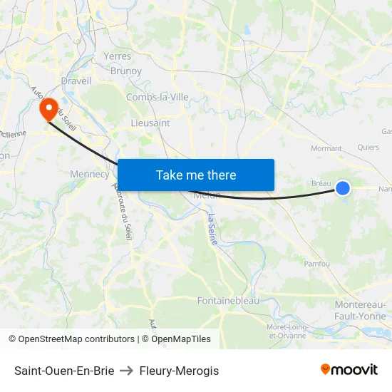 Saint-Ouen-En-Brie to Fleury-Merogis map