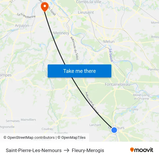 Saint-Pierre-Les-Nemours to Fleury-Merogis map