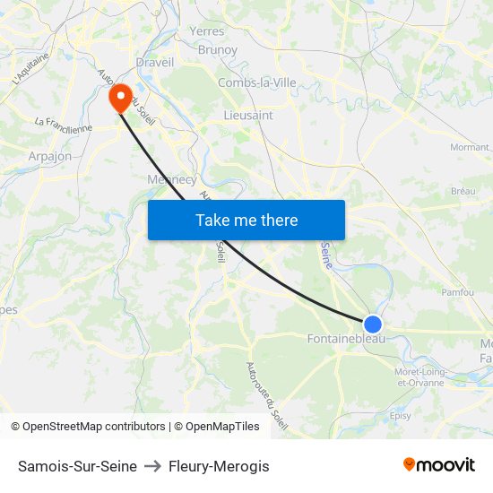 Samois-Sur-Seine to Fleury-Merogis map