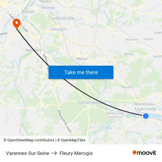 Varennes-Sur-Seine to Fleury-Merogis map