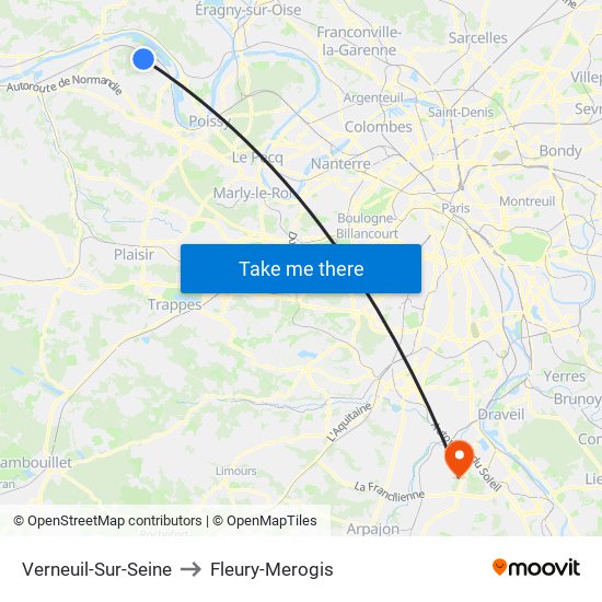 Verneuil-Sur-Seine to Fleury-Merogis map