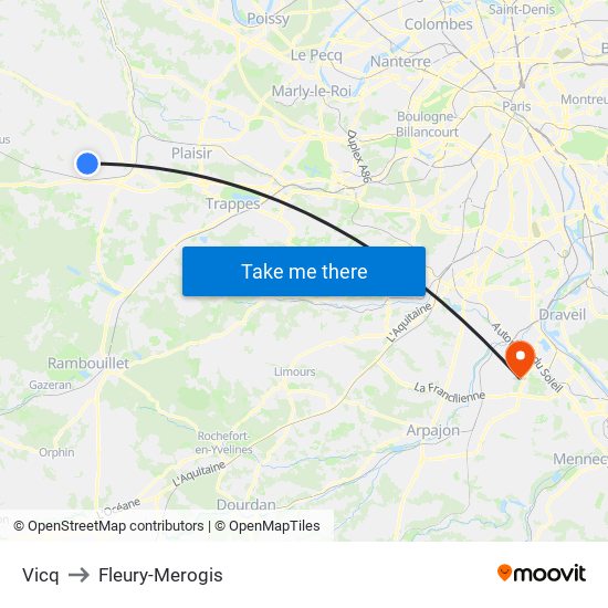 Vicq to Fleury-Merogis map