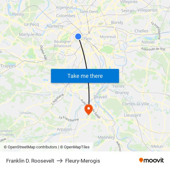Franklin D. Roosevelt to Fleury-Merogis map