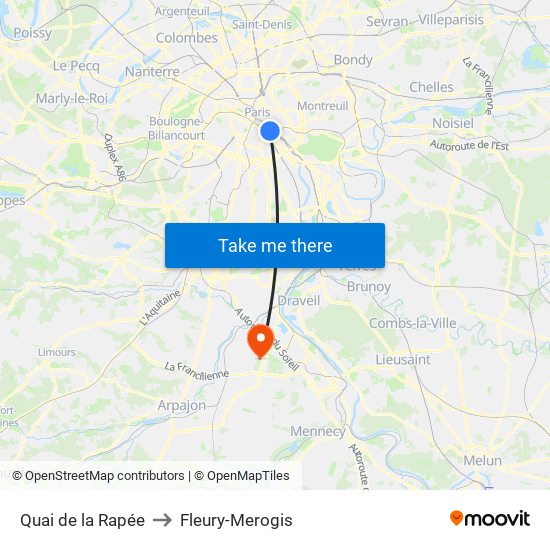 Quai de la Rapée to Fleury-Merogis map