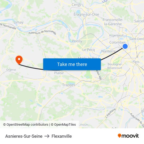 Asnieres-Sur-Seine to Flexanville map