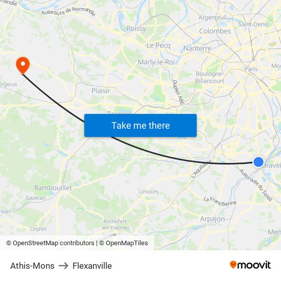 Athis-Mons to Flexanville map