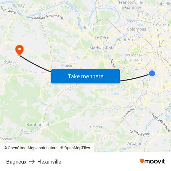 Bagneux to Flexanville map
