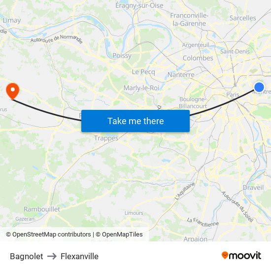 Bagnolet to Flexanville map