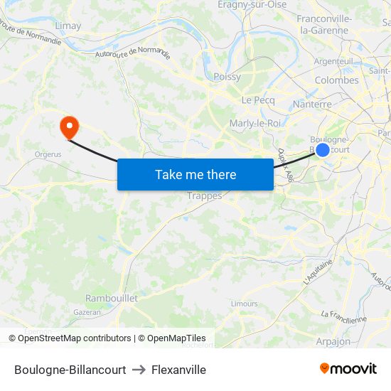 Boulogne-Billancourt to Flexanville map