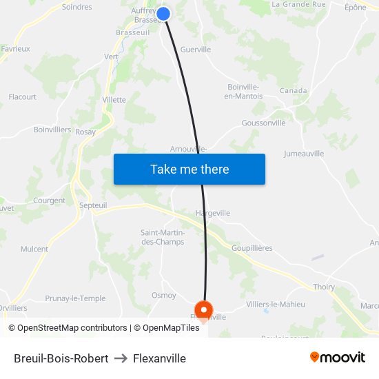 Breuil-Bois-Robert to Flexanville map