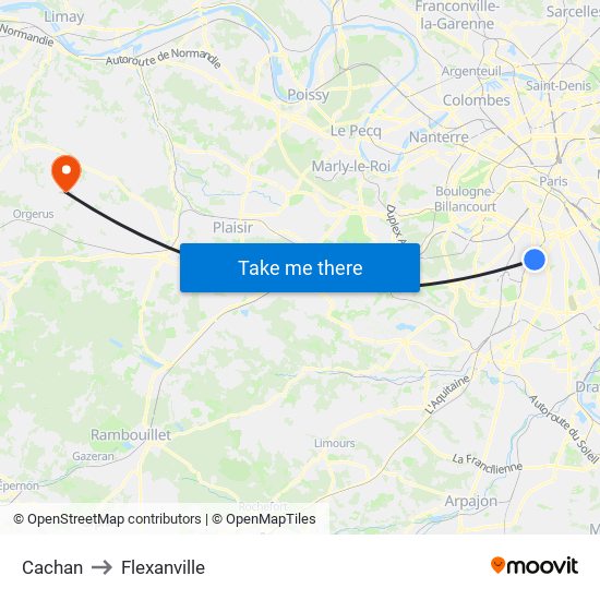 Cachan to Flexanville map