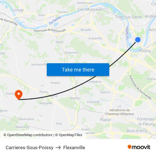 Carrieres-Sous-Poissy to Flexanville map