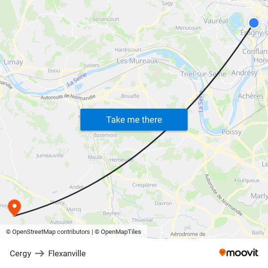 Cergy to Flexanville map