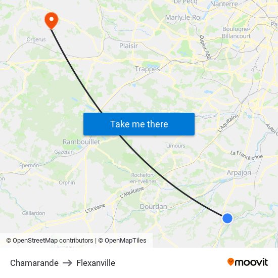 Chamarande to Flexanville map