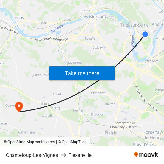 Chanteloup-Les-Vignes to Flexanville map