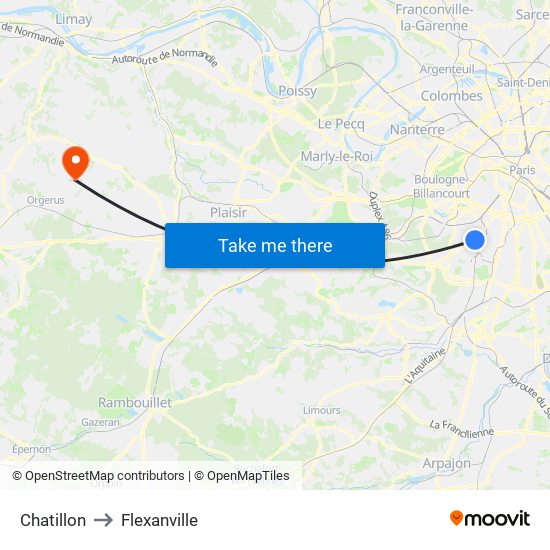Chatillon to Flexanville map
