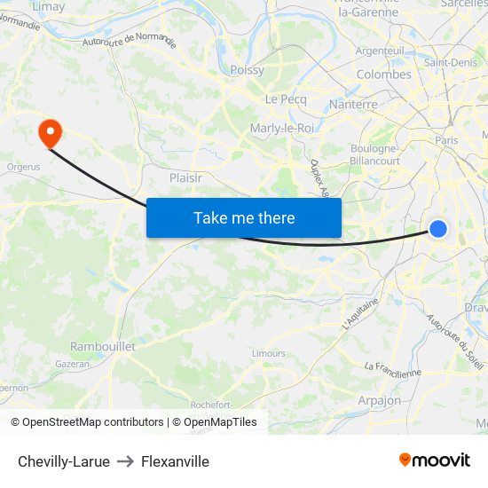 Chevilly-Larue to Flexanville map