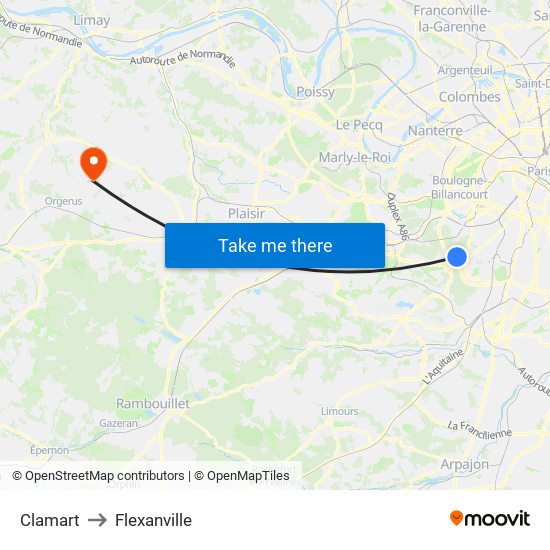 Clamart to Flexanville map
