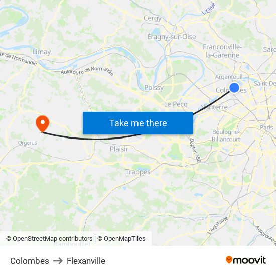 Colombes to Flexanville map