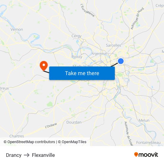 Drancy to Flexanville map