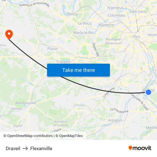 Draveil to Flexanville map