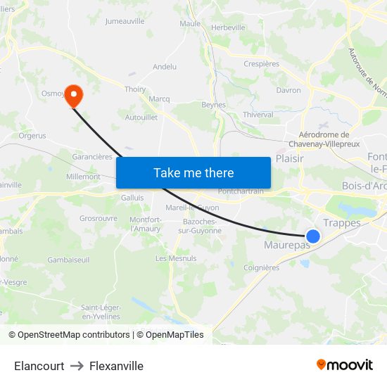 Elancourt to Flexanville map