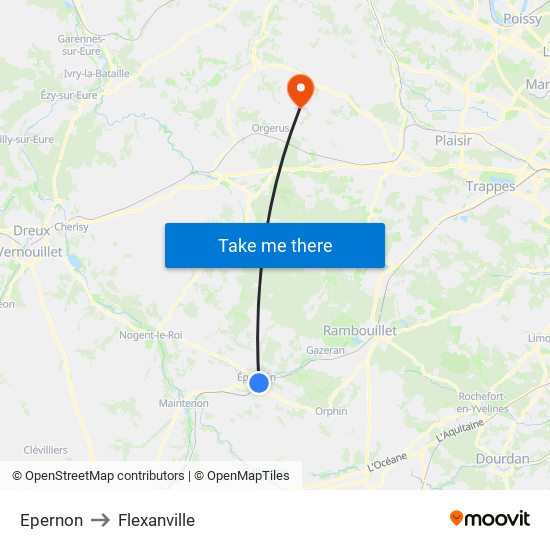 Epernon to Flexanville map