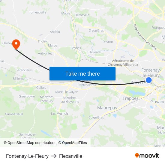 Fontenay-Le-Fleury to Flexanville map