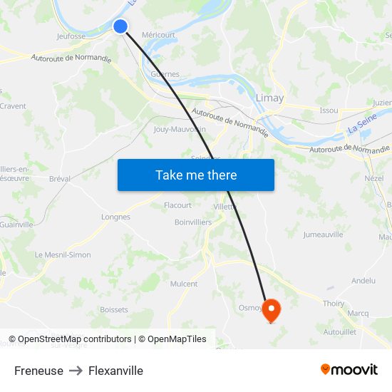 Freneuse to Flexanville map