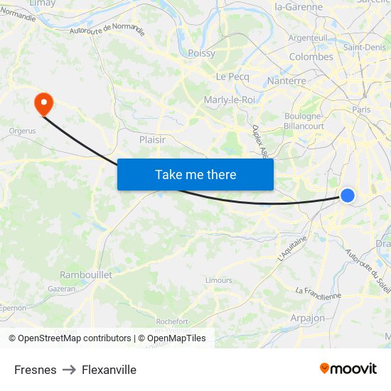 Fresnes to Flexanville map