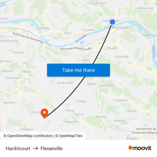 Hardricourt to Flexanville map