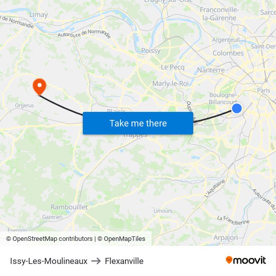 Issy-Les-Moulineaux to Flexanville map