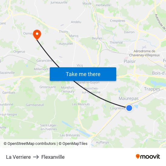 La Verriere to Flexanville map