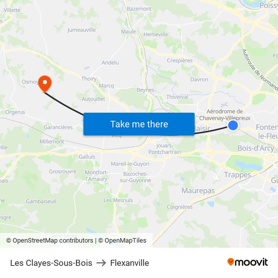 Les Clayes-Sous-Bois to Flexanville map