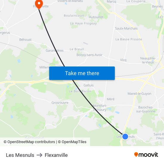 Les Mesnuls to Flexanville map