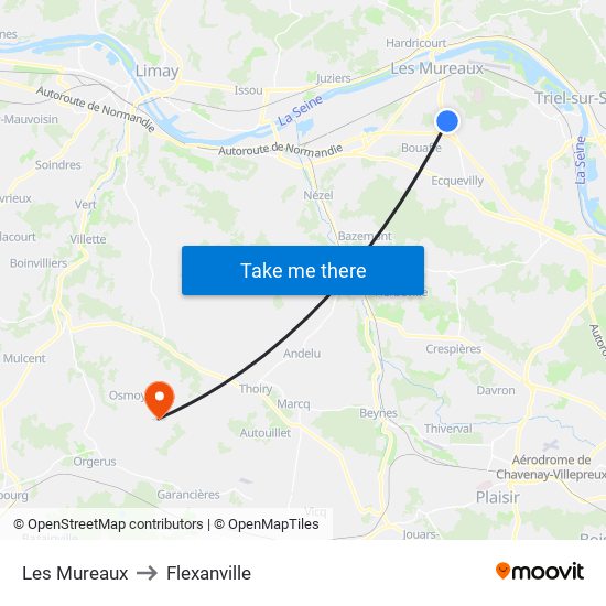 Les Mureaux to Flexanville map