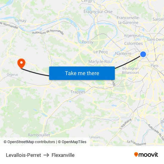 Levallois-Perret to Flexanville map