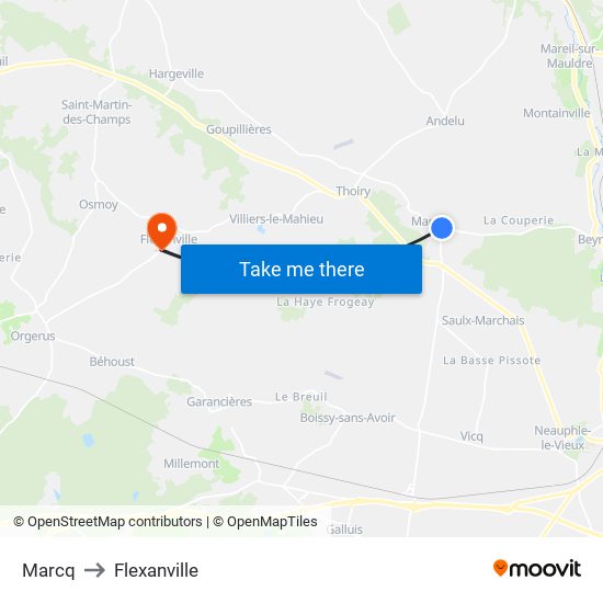 Marcq to Flexanville map