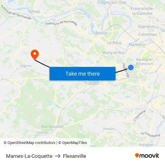 Marnes-La-Coquette to Flexanville map