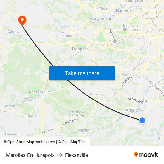 Marolles-En-Hurepoix to Flexanville map