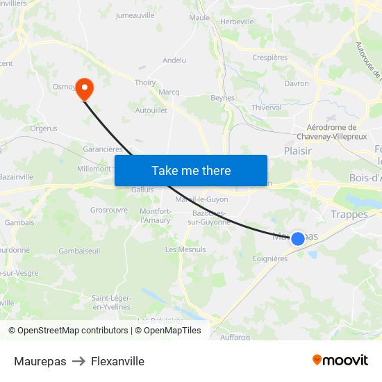 Maurepas to Flexanville map