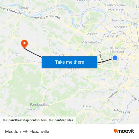 Meudon to Flexanville map