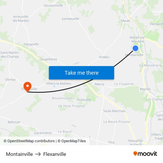 Montainville to Flexanville map