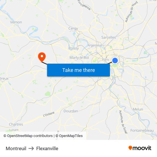 Montreuil to Flexanville map